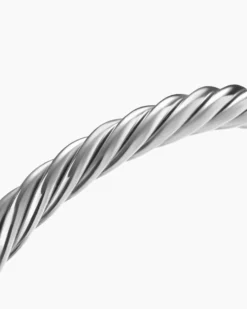 Cable Cuff Bracelet Sterling Silver, 6mm