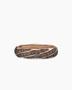 Cable Edge® Band Ring 18K Rose Gold with Cognac Diamonds, 6mm
