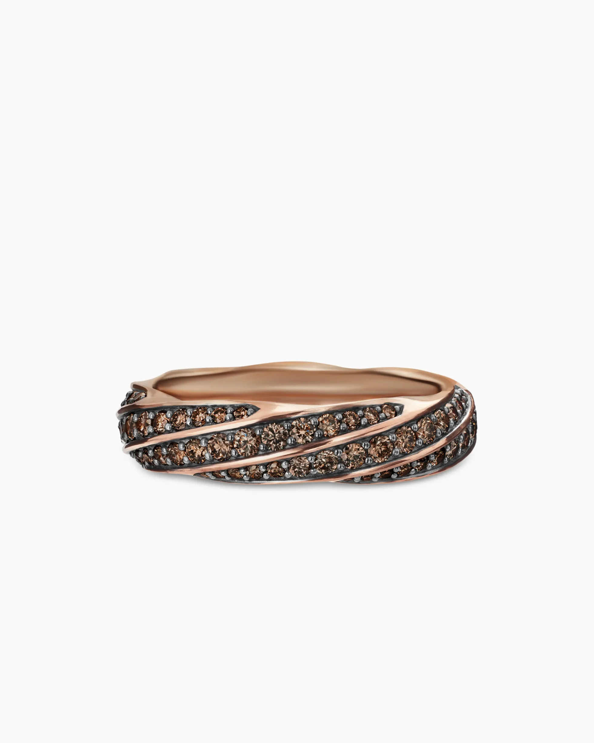 Cable Edge® Band Ring 18K Rose Gold with Cognac Diamonds, 6mm