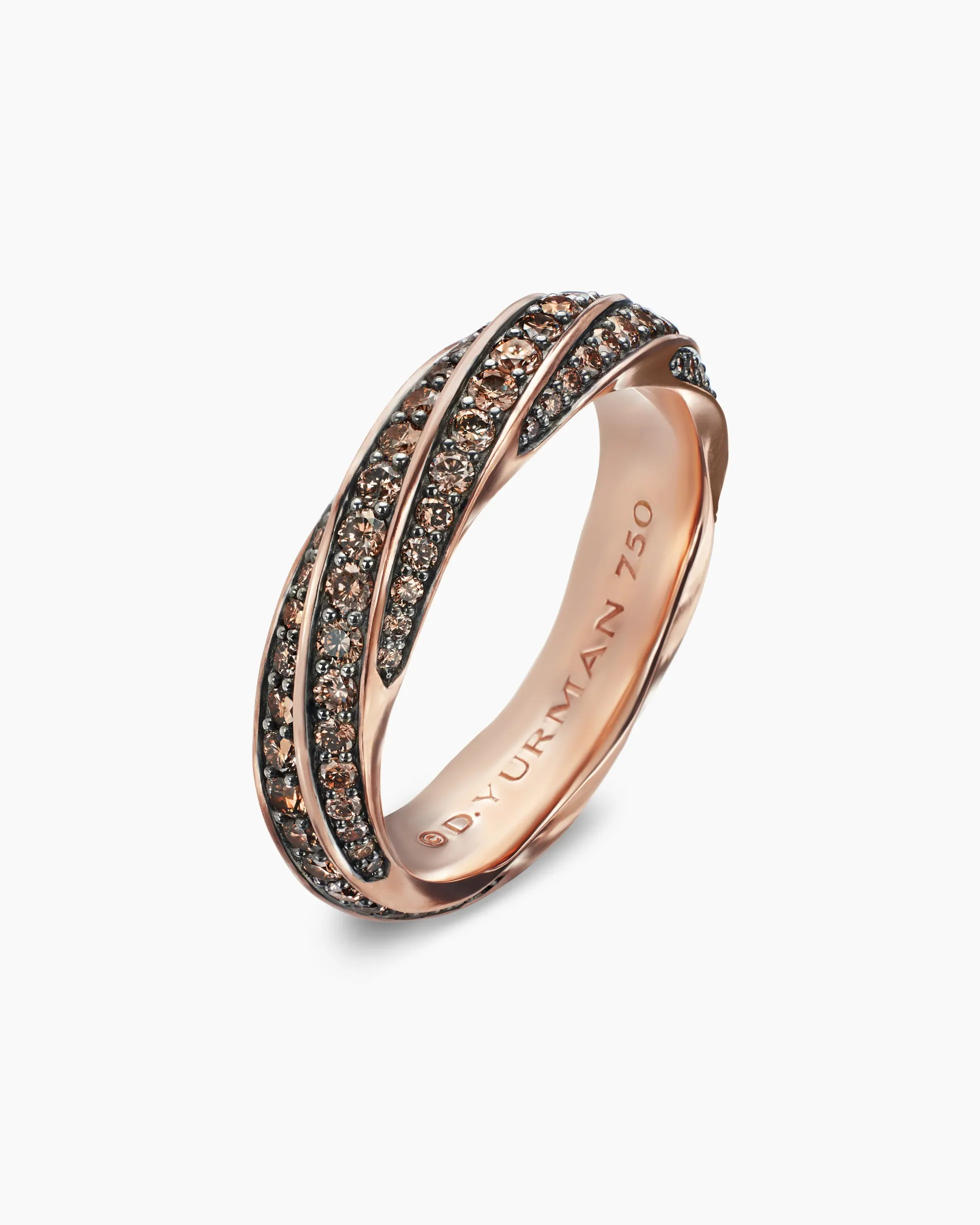 Cable Edge® Band Ring 18K Rose Gold with Cognac Diamonds, 6mm