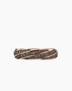 Cable Edge® Band Ring 18K Rose Gold with Cognac Diamonds, 6mm
