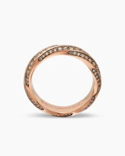 Cable Edge® Band Ring 18K Rose Gold with Cognac Diamonds, 6mm
