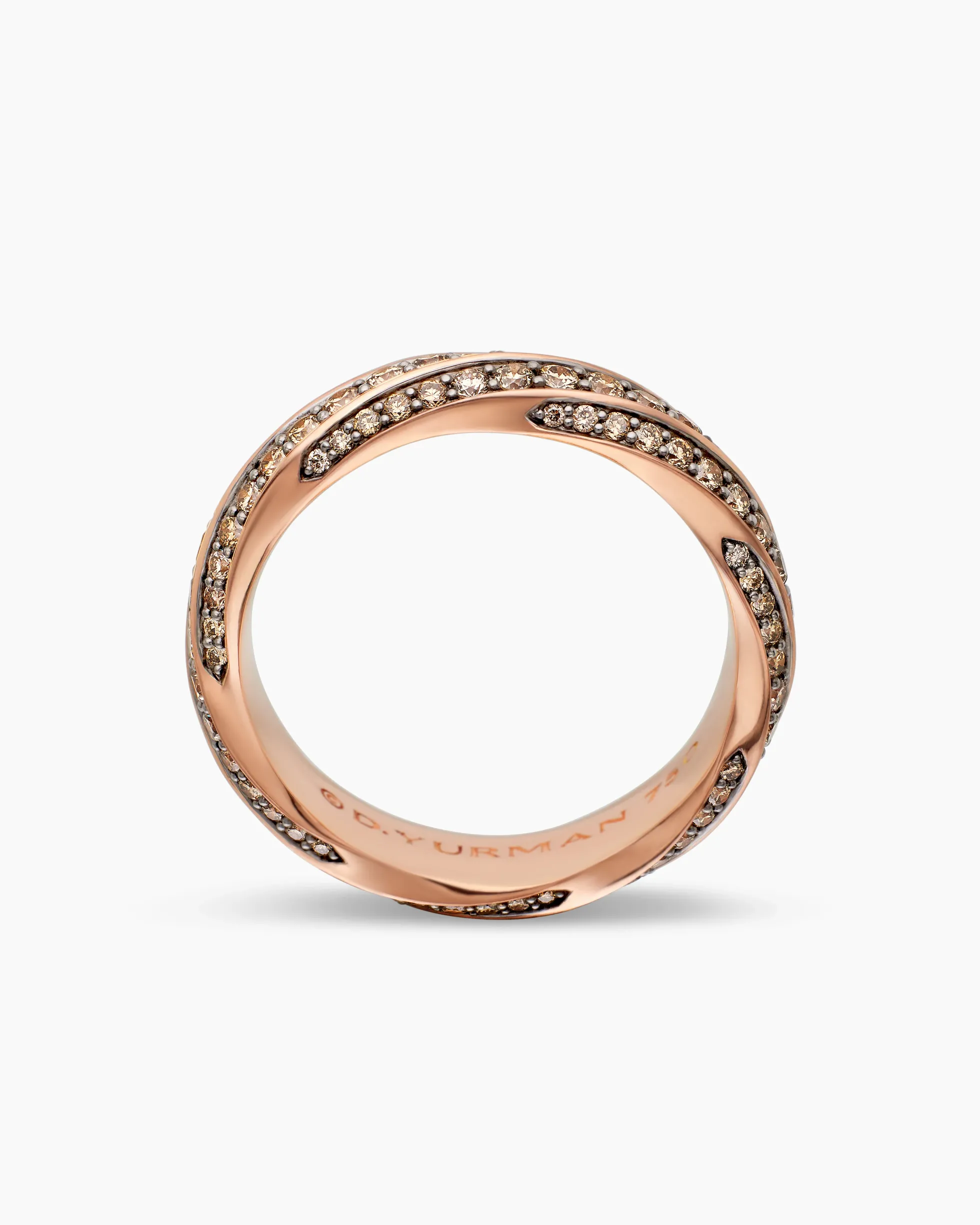 Cable Edge® Band Ring 18K Rose Gold with Cognac Diamonds, 6mm