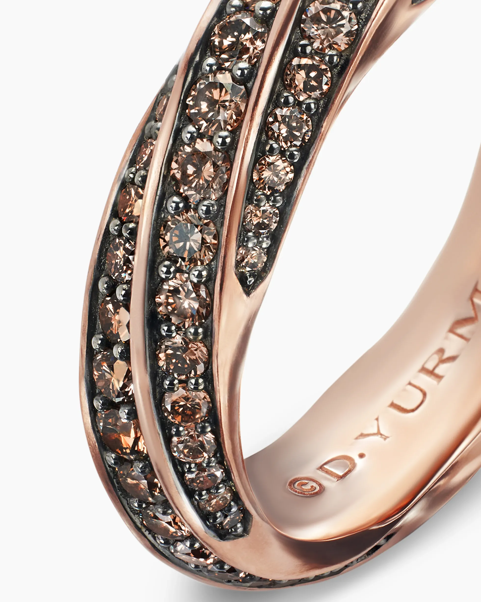 Cable Edge® Band Ring 18K Rose Gold with Cognac Diamonds, 6mm