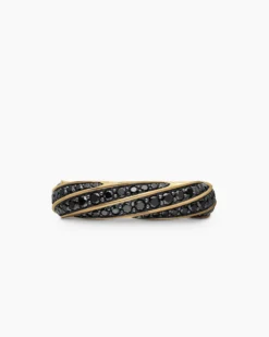 Cable Edge® Band Ring 18K Yellow Gold with Black Diamonds, 6mm
