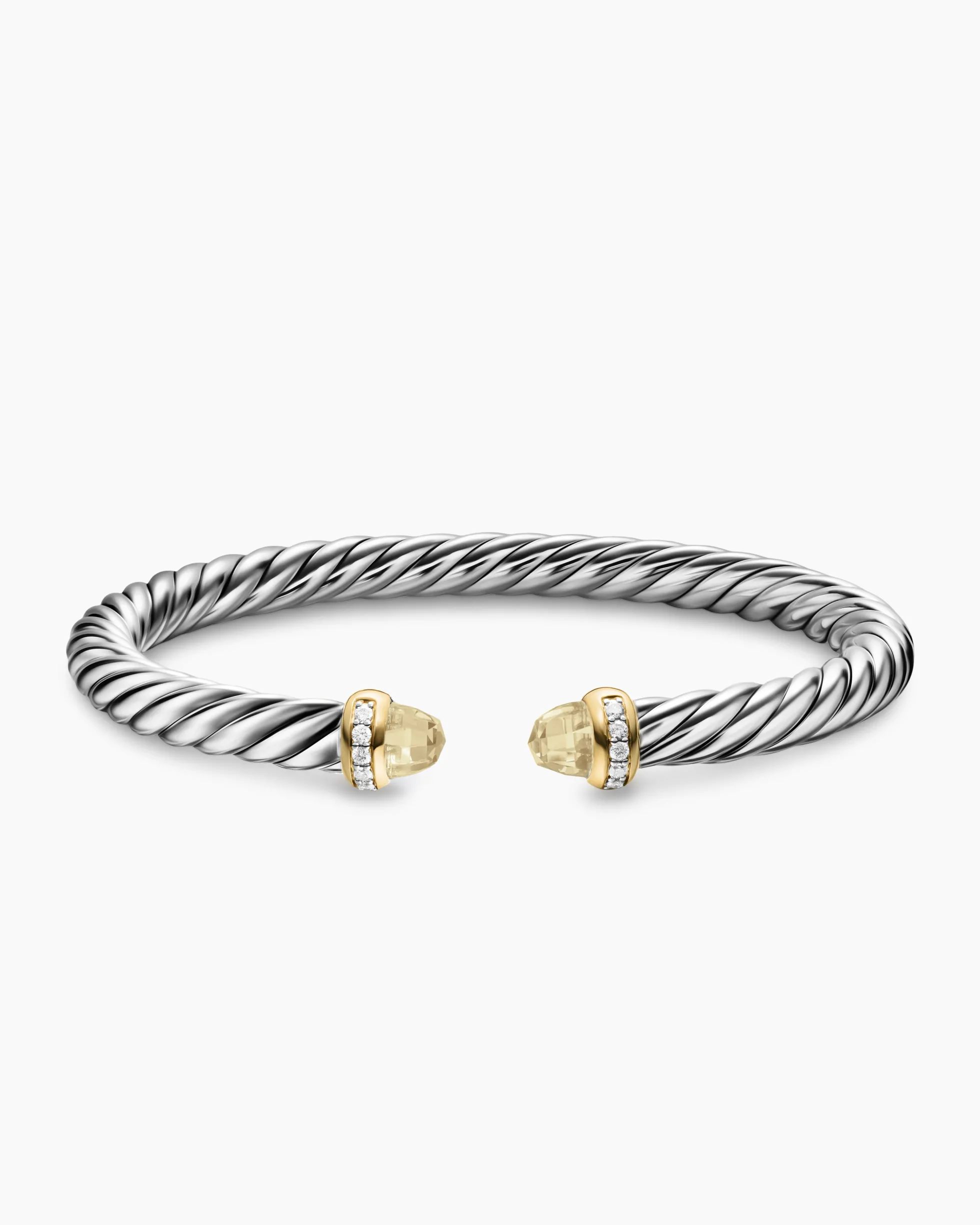 Cable Flex® Bracelet Sterling Silver with 14K Yellow Gold, Champagne Citrine and Diamonds, 6mm