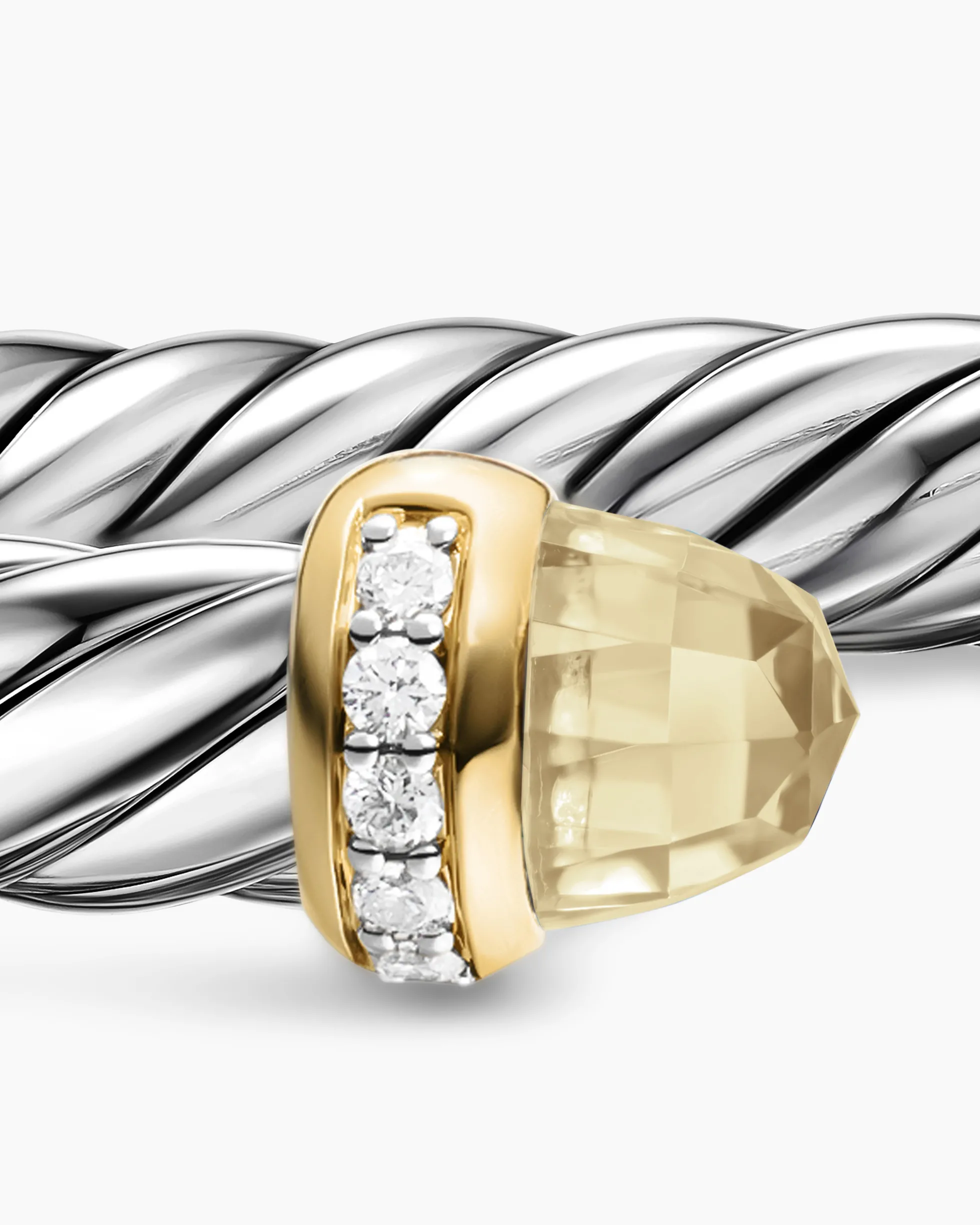 Cable Flex® Bracelet Sterling Silver with 14K Yellow Gold, Champagne Citrine and Diamonds, 6mm
