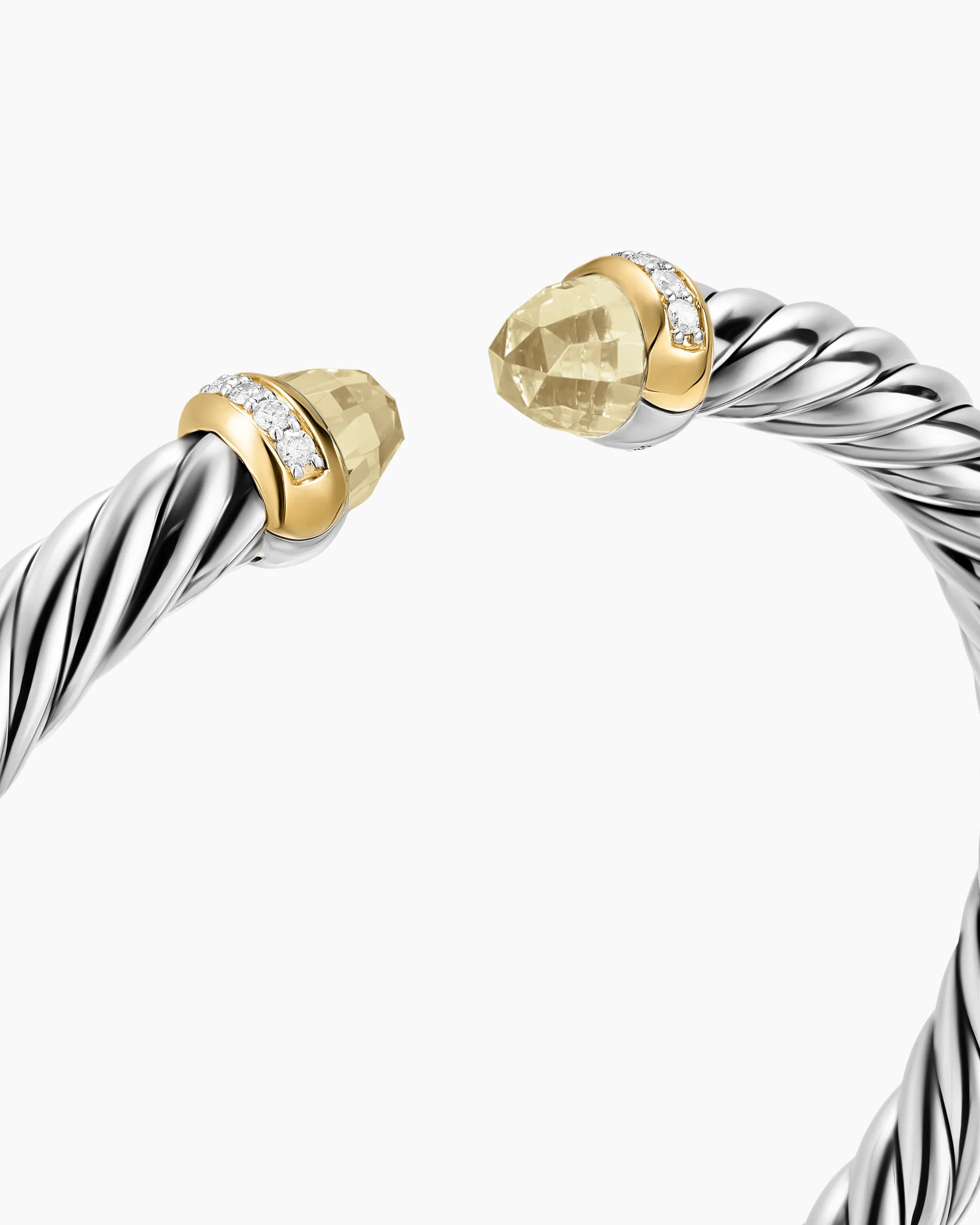 Cable Flex® Bracelet Sterling Silver with 14K Yellow Gold, Champagne Citrine and Diamonds, 6mm