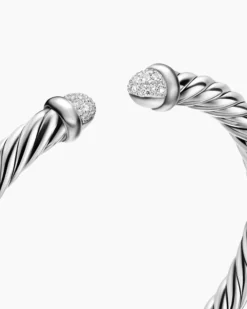 Cable Flex® Bracelet Sterling Silver with Pavé Diamond Domes, 6mm