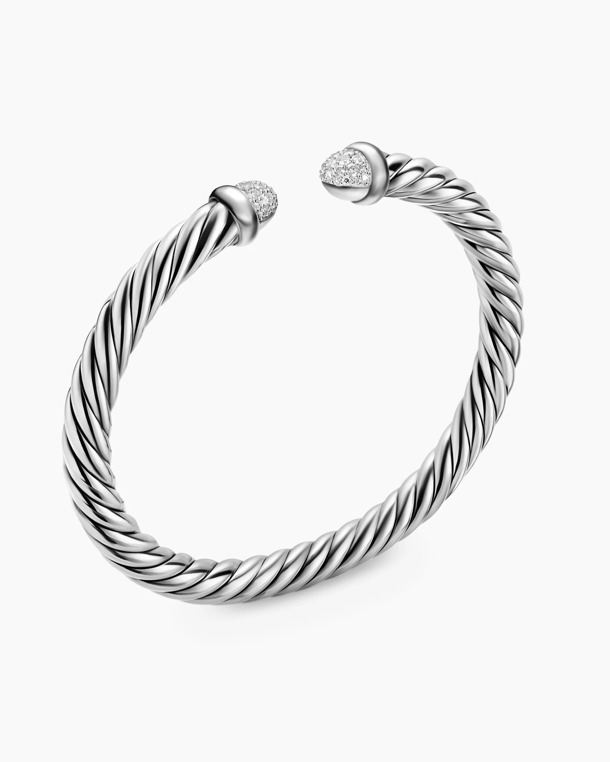 Cable Flex® Bracelet Sterling Silver with Pavé Diamond Domes, 6mm