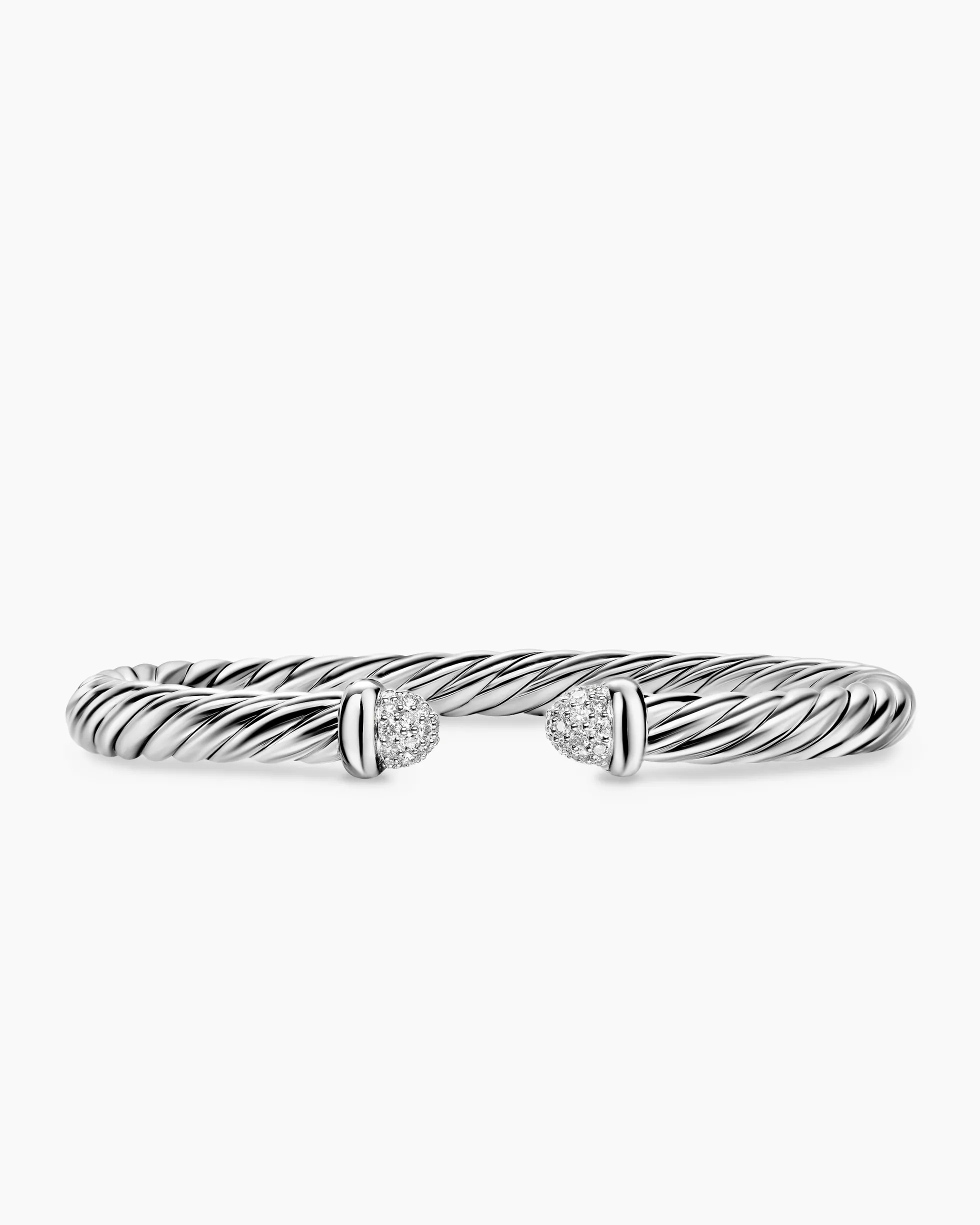 Cable Flex® Bracelet Sterling Silver with Pavé Diamond Domes, 6mm