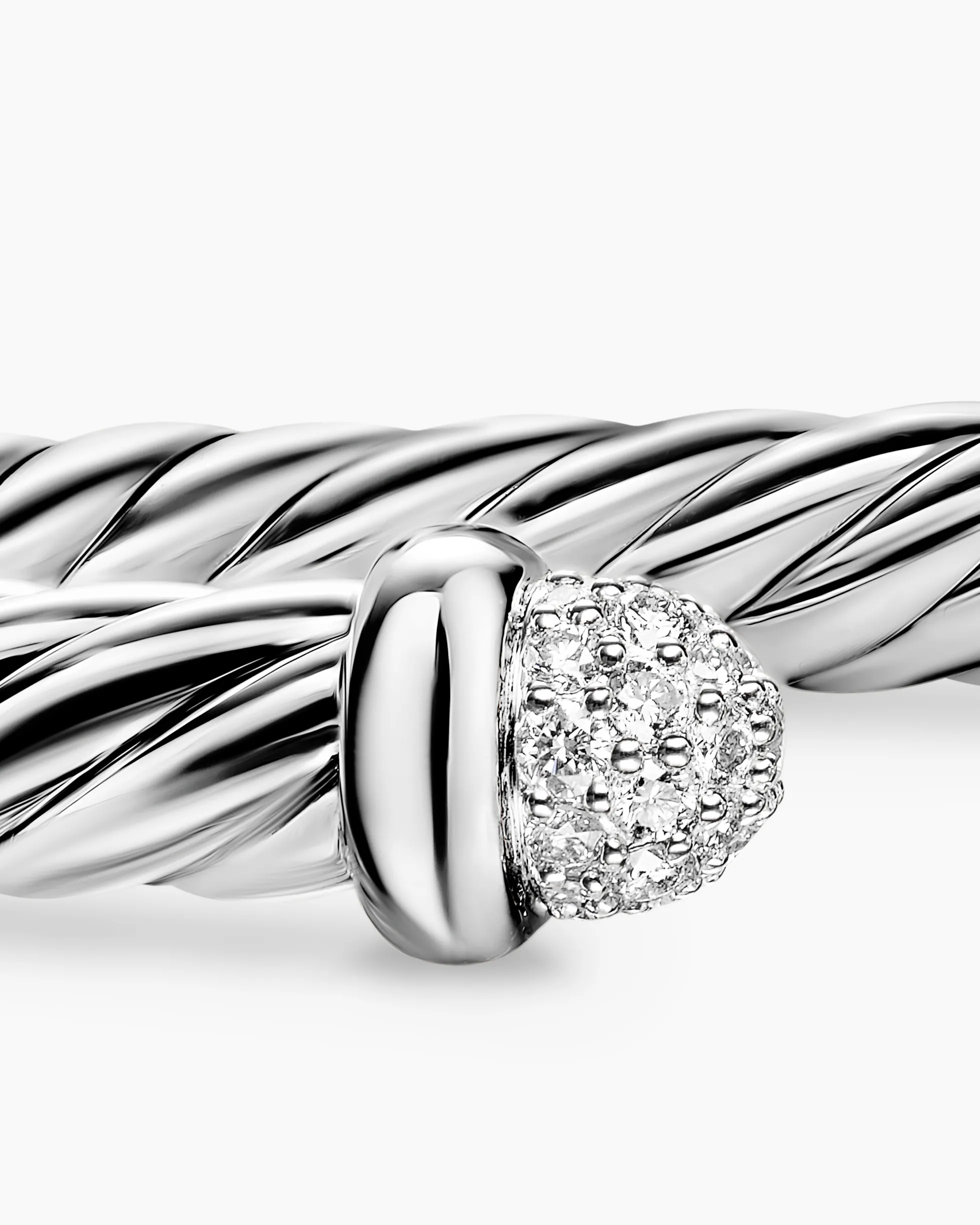Cable Flex® Bracelet Sterling Silver with Pavé Diamond Domes, 6mm