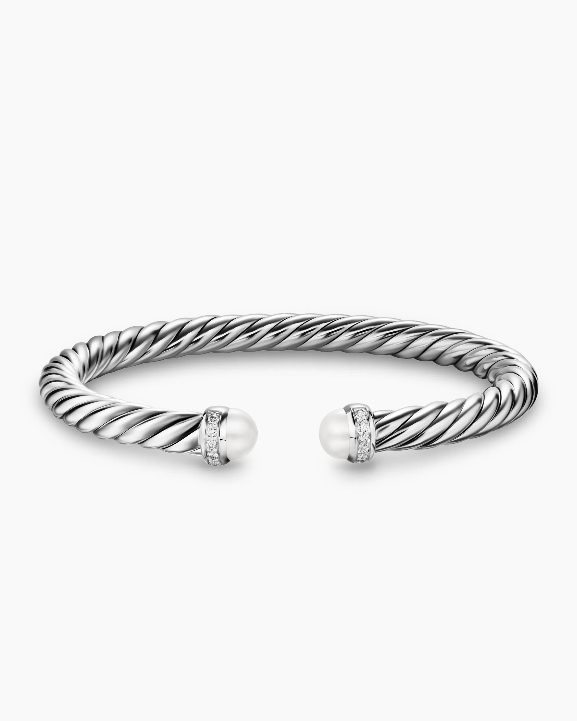 Cable Flex® Bracelet Sterling Silver with Pearls and Diamonds, 6mm