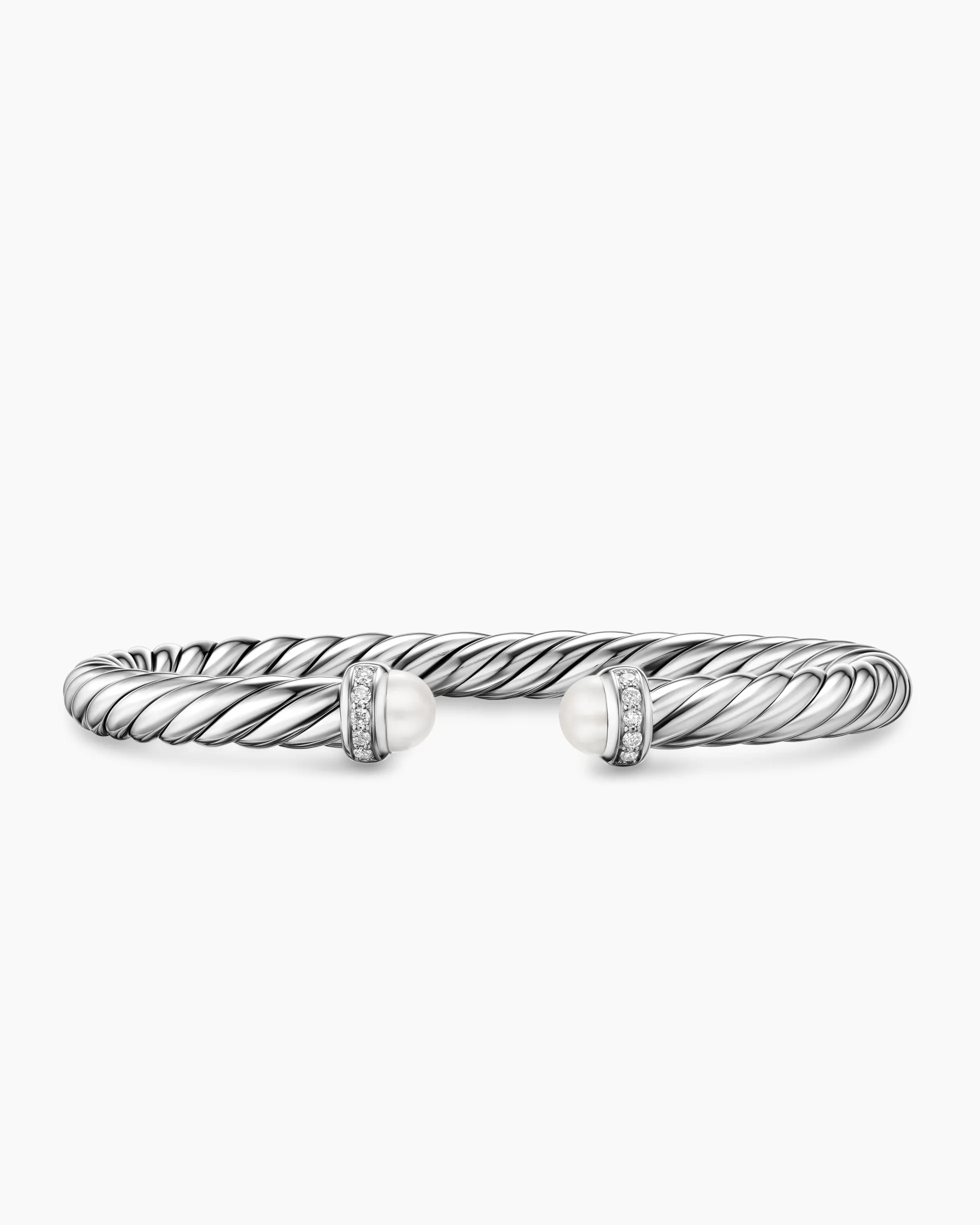 Cable Flex® Bracelet Sterling Silver with Pearls and Diamonds, 6mm