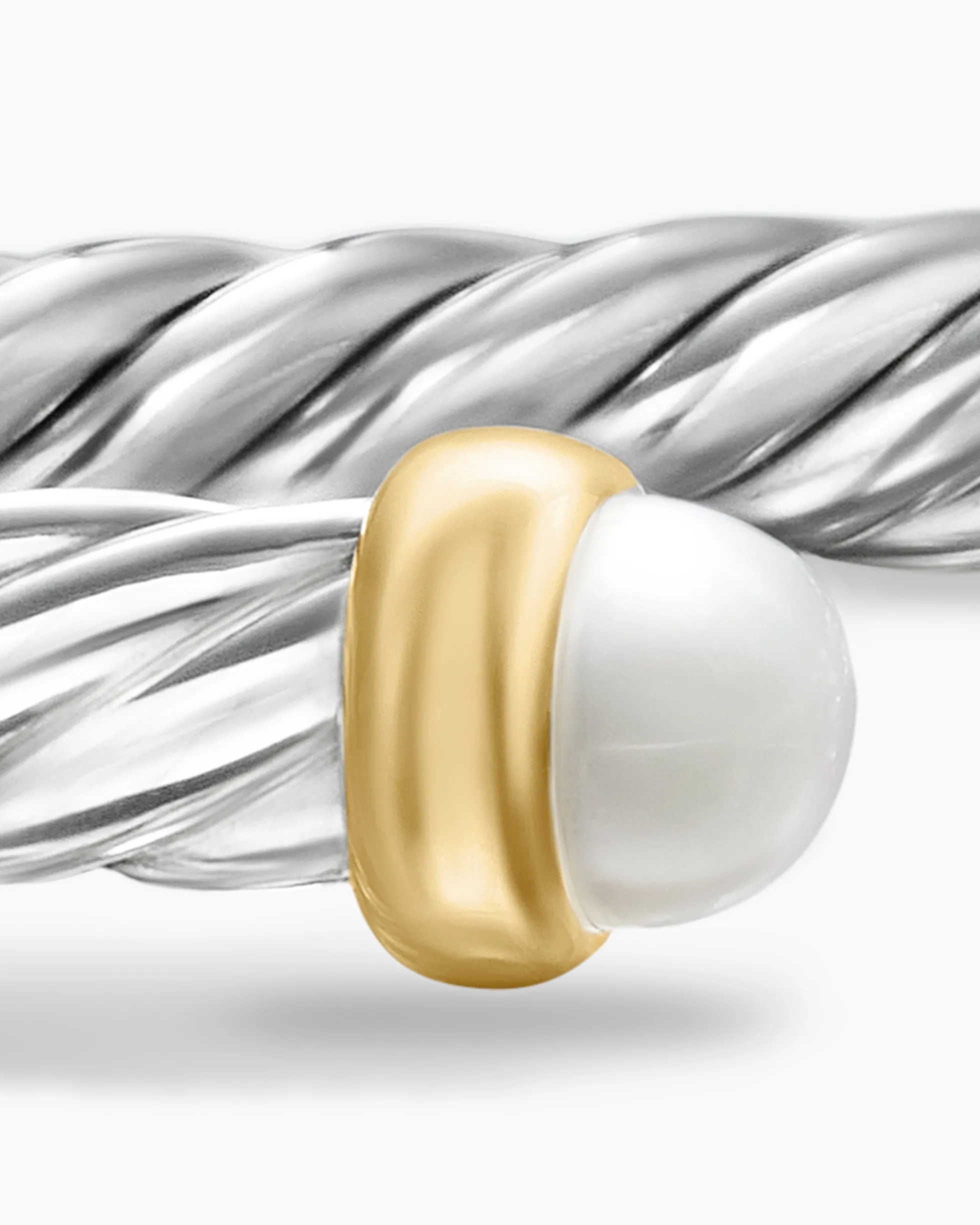 Cable Flex® Bracelet Sterling Silver with 14K Yellow Gold and Pearls, 4mm