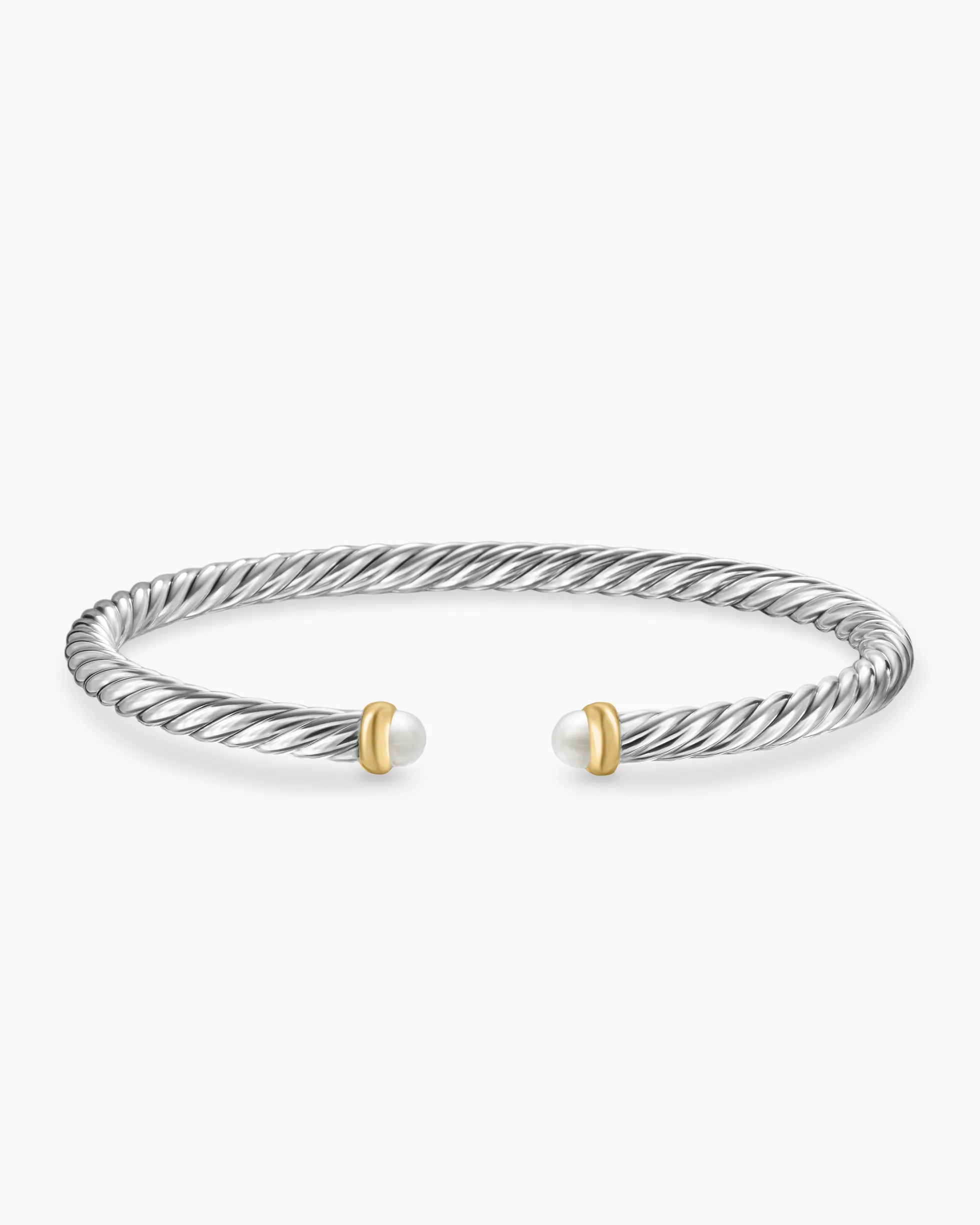 Cable Flex® Bracelet Sterling Silver with 14K Yellow Gold and Pearls, 4mm