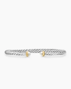 Cable Flex® Bracelet Sterling Silver with 14K Yellow Gold and Pearls, 4mm