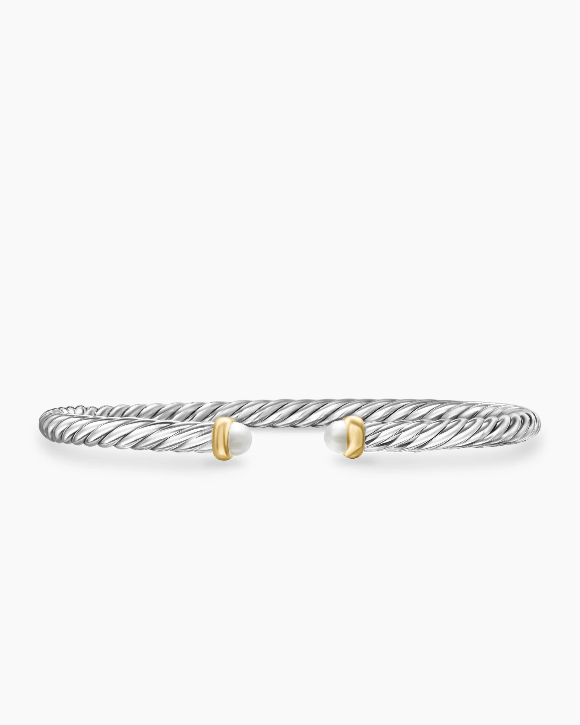 Cable Flex® Bracelet Sterling Silver with 14K Yellow Gold and Pearls, 4mm