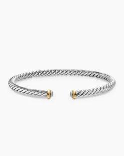 Cable Flex® Bracelet Sterling Silver with 14K Yellow Gold, 4mm