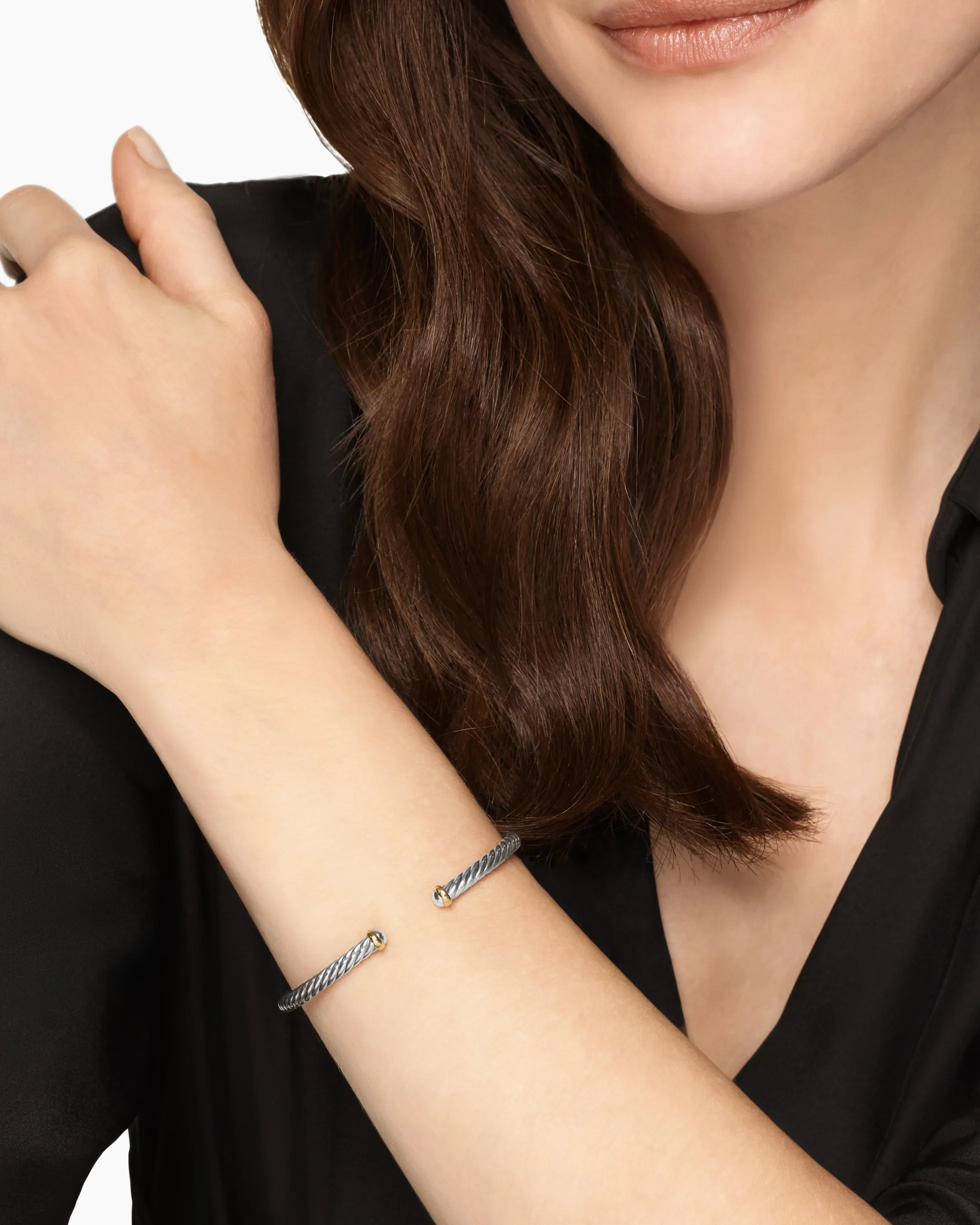Cable Flex® Bracelet Sterling Silver with 14K Yellow Gold, 4mm