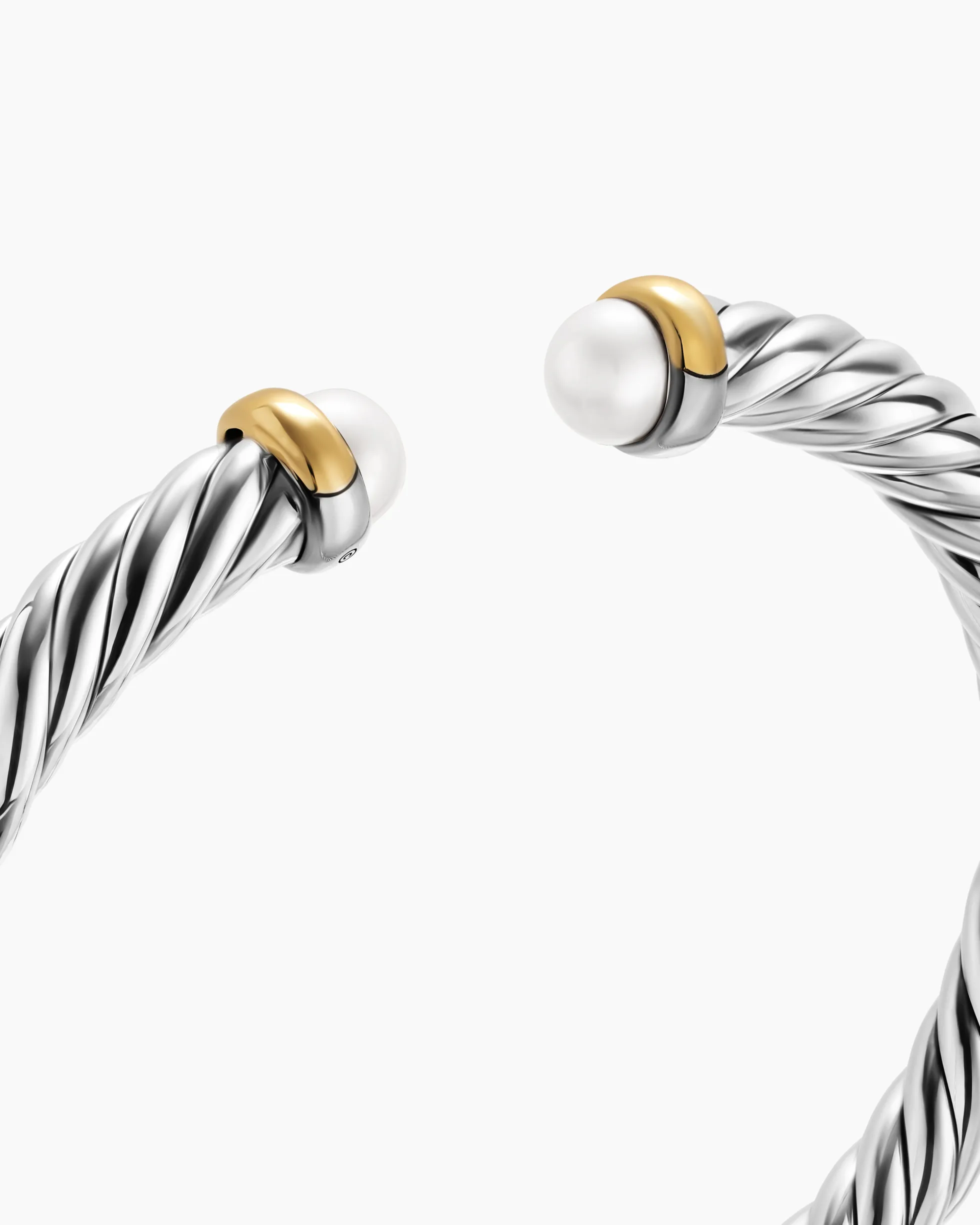 Cable Flex® Bracelet Sterling Silver with 14K Yellow Gold and Pearls, 6mm