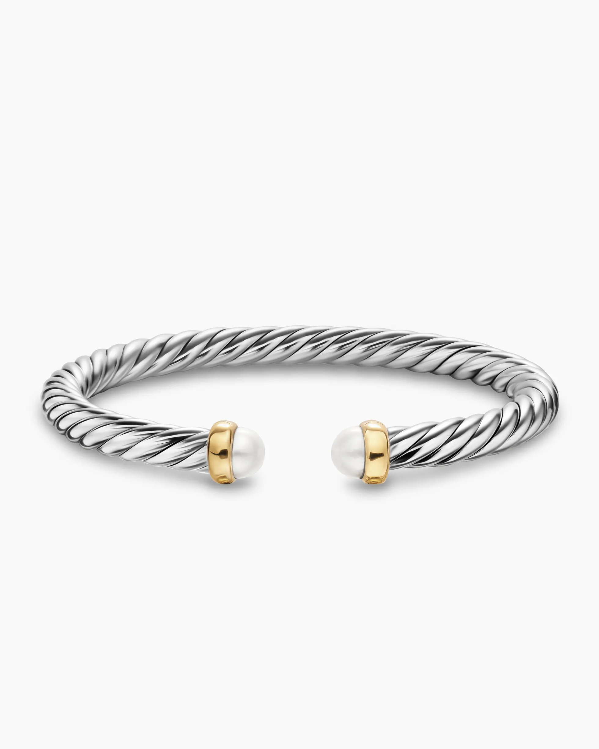 Cable Flex® Bracelet Sterling Silver with 14K Yellow Gold and Pearls, 6mm