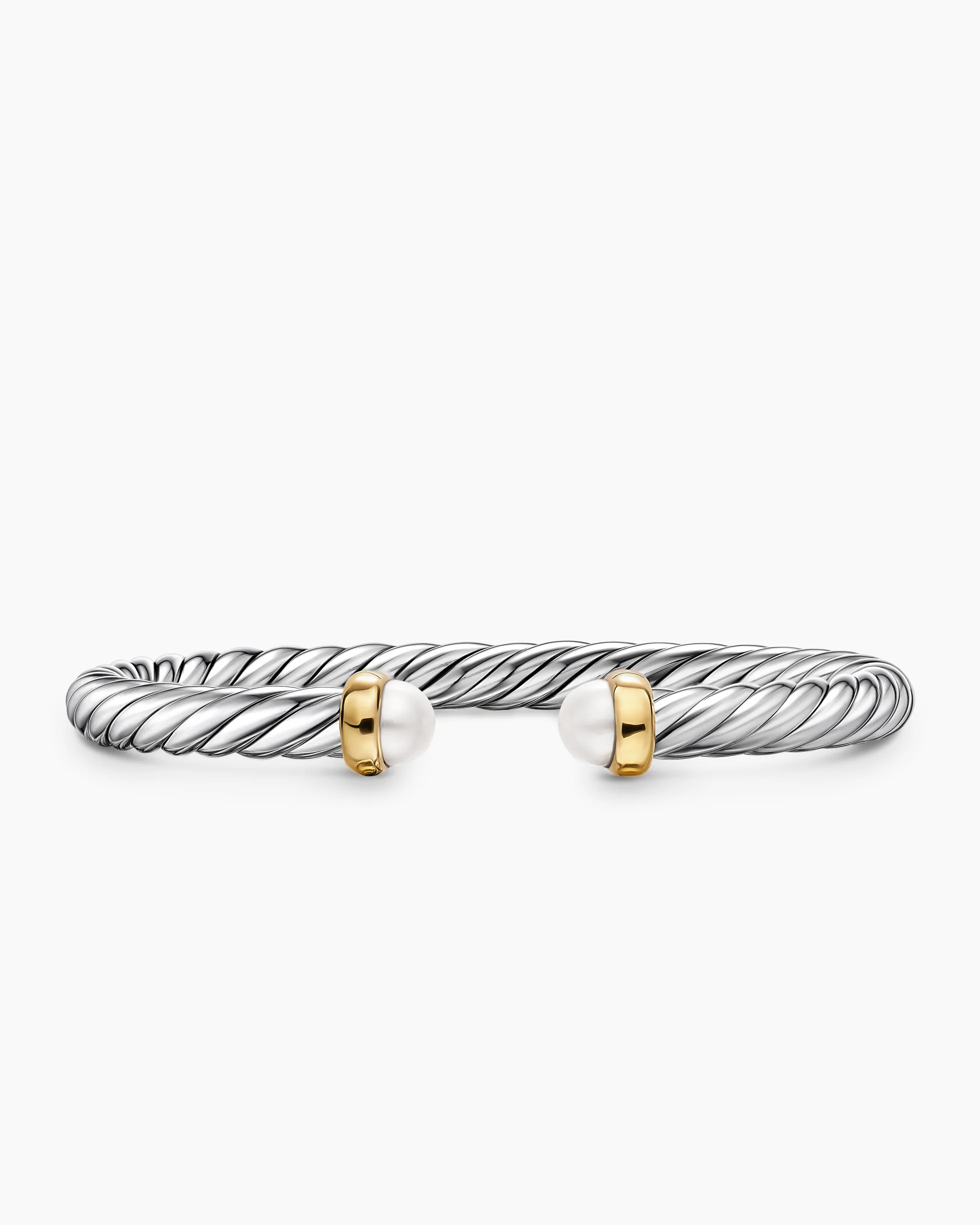 Cable Flex® Bracelet Sterling Silver with 14K Yellow Gold and Pearls, 6mm