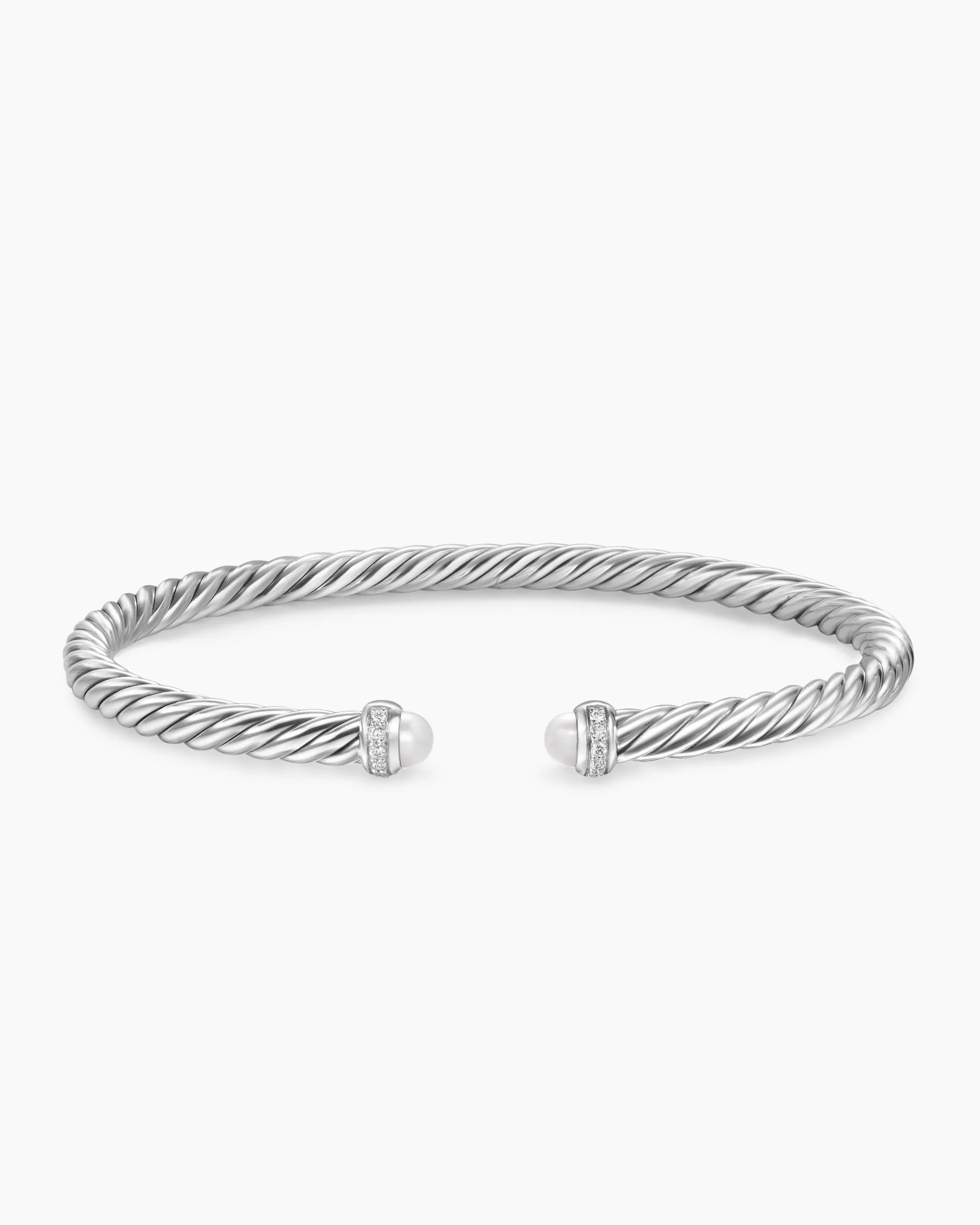 Cable Flex® Bracelet Sterling Silver with Pearls and Diamonds, 4mm