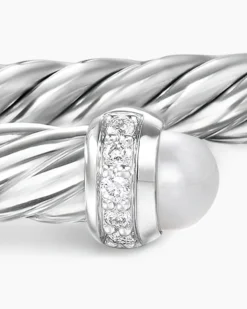 Cable Flex® Bracelet Sterling Silver with Pearls and Diamonds, 4mm