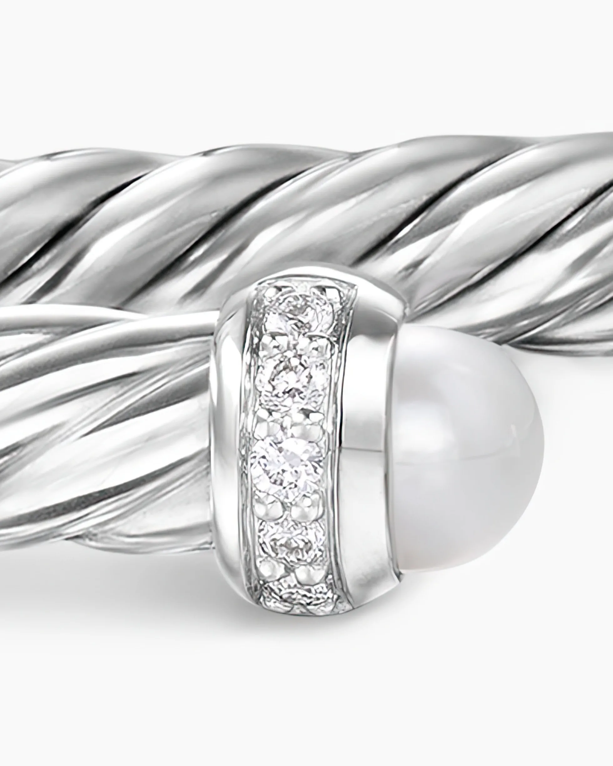 Cable Flex® Bracelet Sterling Silver with Pearls and Diamonds, 4mm