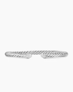 Cable Flex® Bracelet Sterling Silver with Pearls and Diamonds, 4mm
