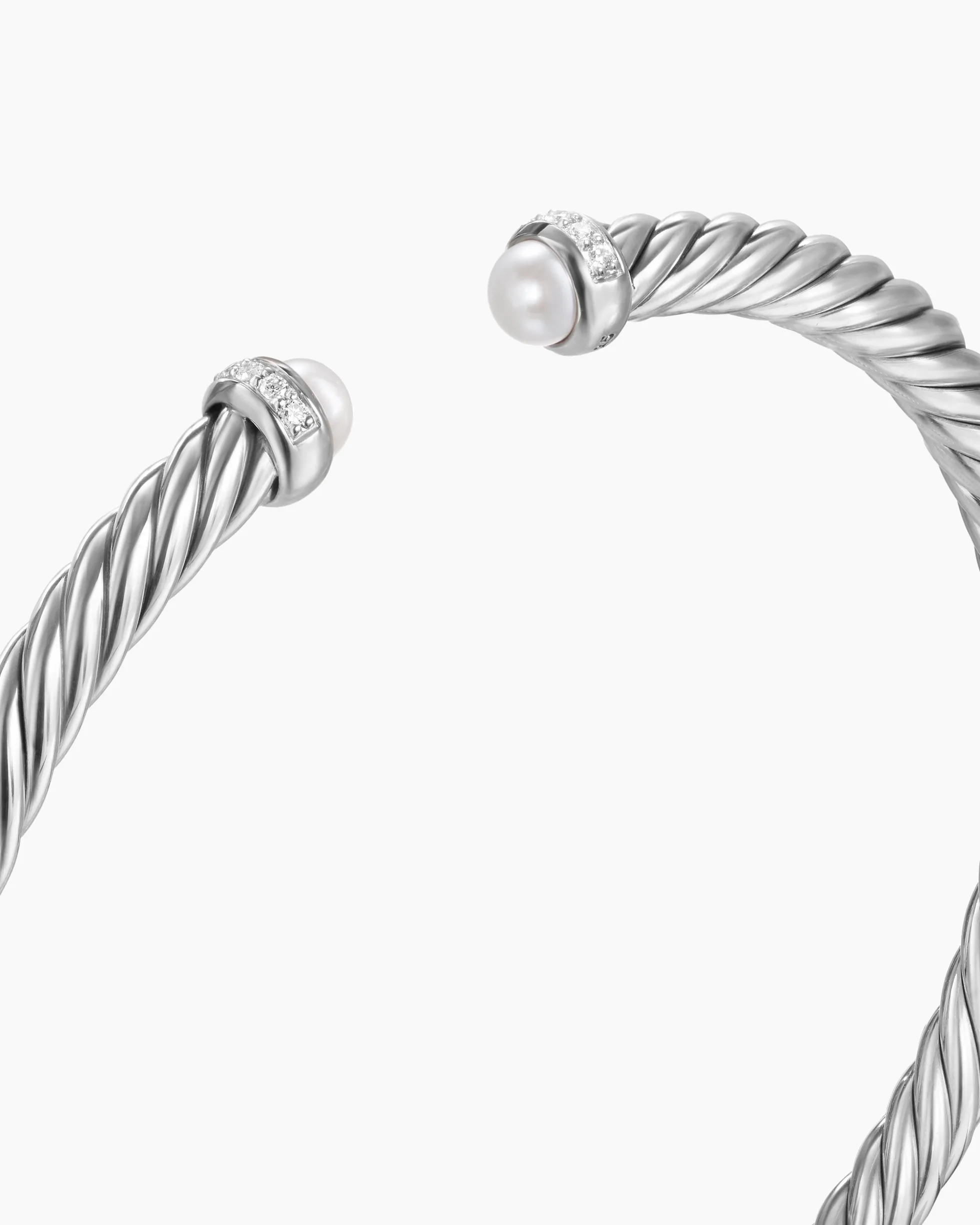 Cable Flex® Bracelet Sterling Silver with Pearls and Diamonds, 4mm