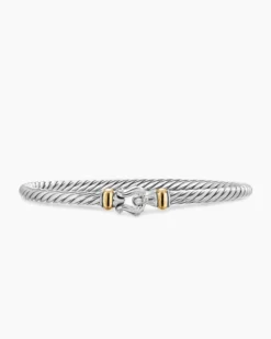 Cable Flex® Buckle Bracelet Sterling Silver with 14K Yellow Gold, 4mm
