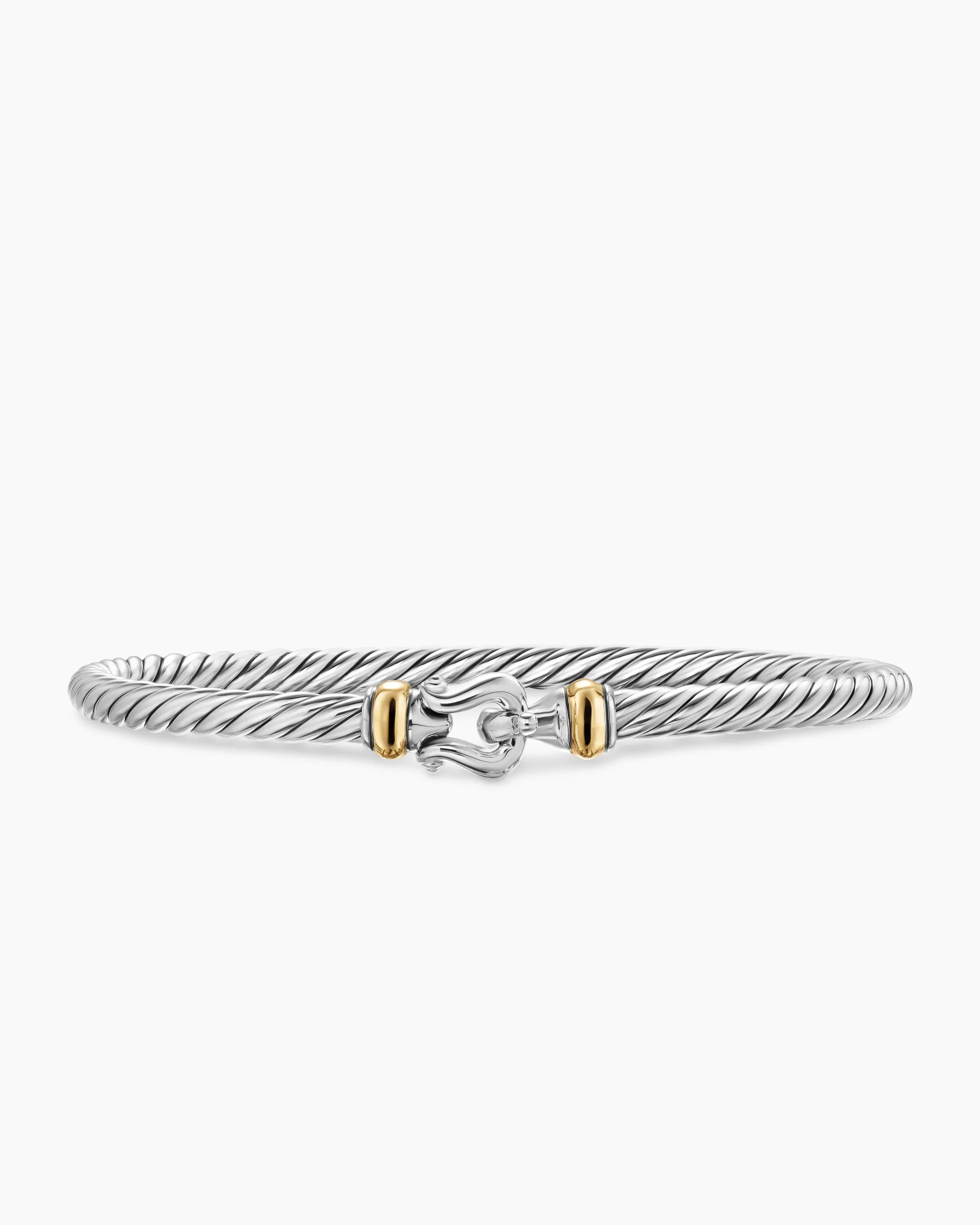 Cable Flex® Buckle Bracelet Sterling Silver with 14K Yellow Gold, 4mm