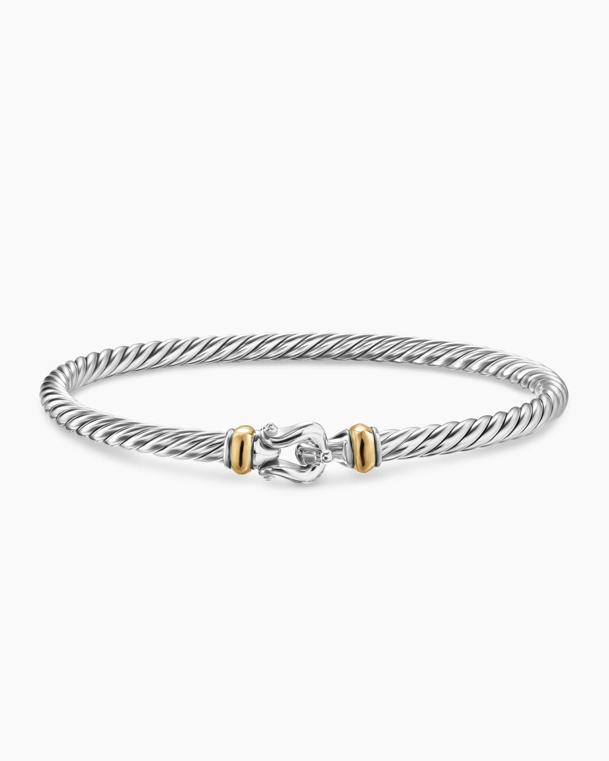 Cable Flex® Buckle Bracelet Sterling Silver with 14K Yellow Gold, 4mm