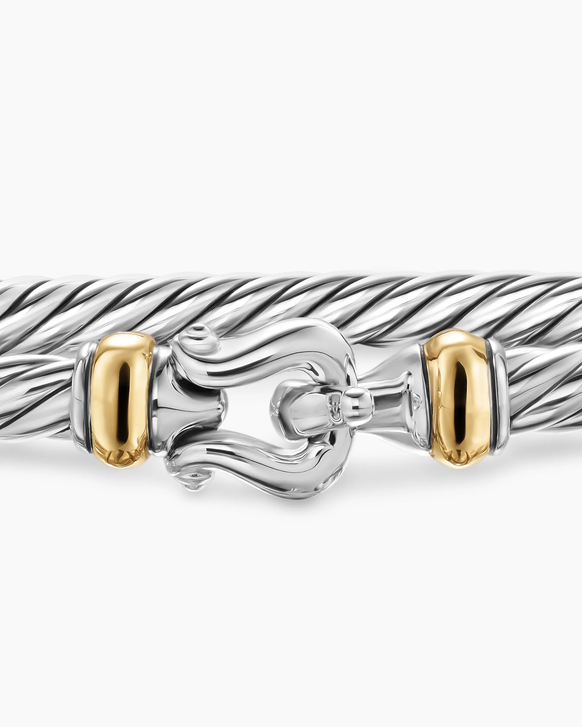 Cable Flex® Buckle Bracelet Sterling Silver with 14K Yellow Gold, 4mm