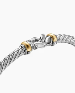 Cable Flex® Buckle Bracelet Sterling Silver with 14K Yellow Gold, 4mm