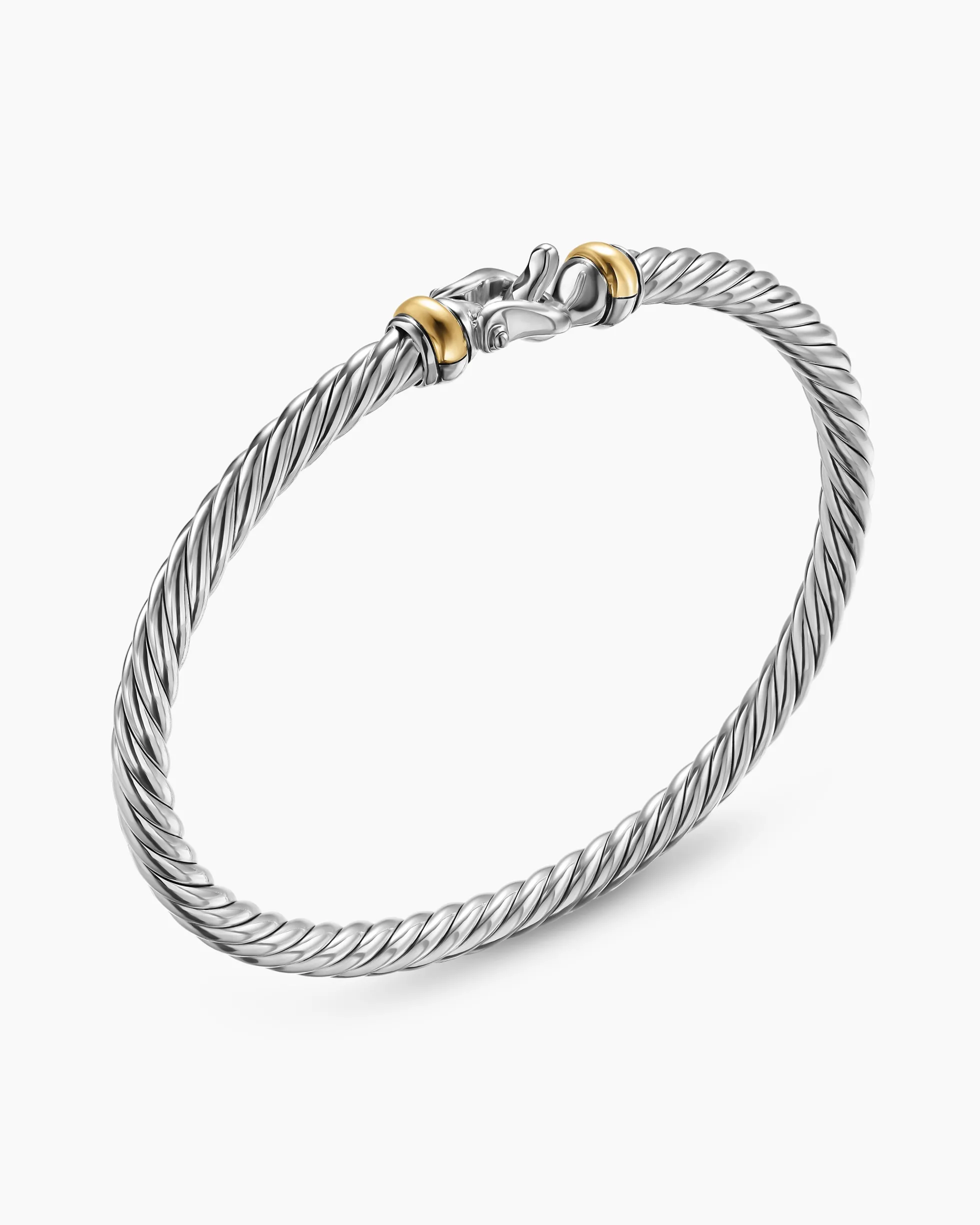 Cable Flex® Buckle Bracelet Sterling Silver with 14K Yellow Gold, 4mm
