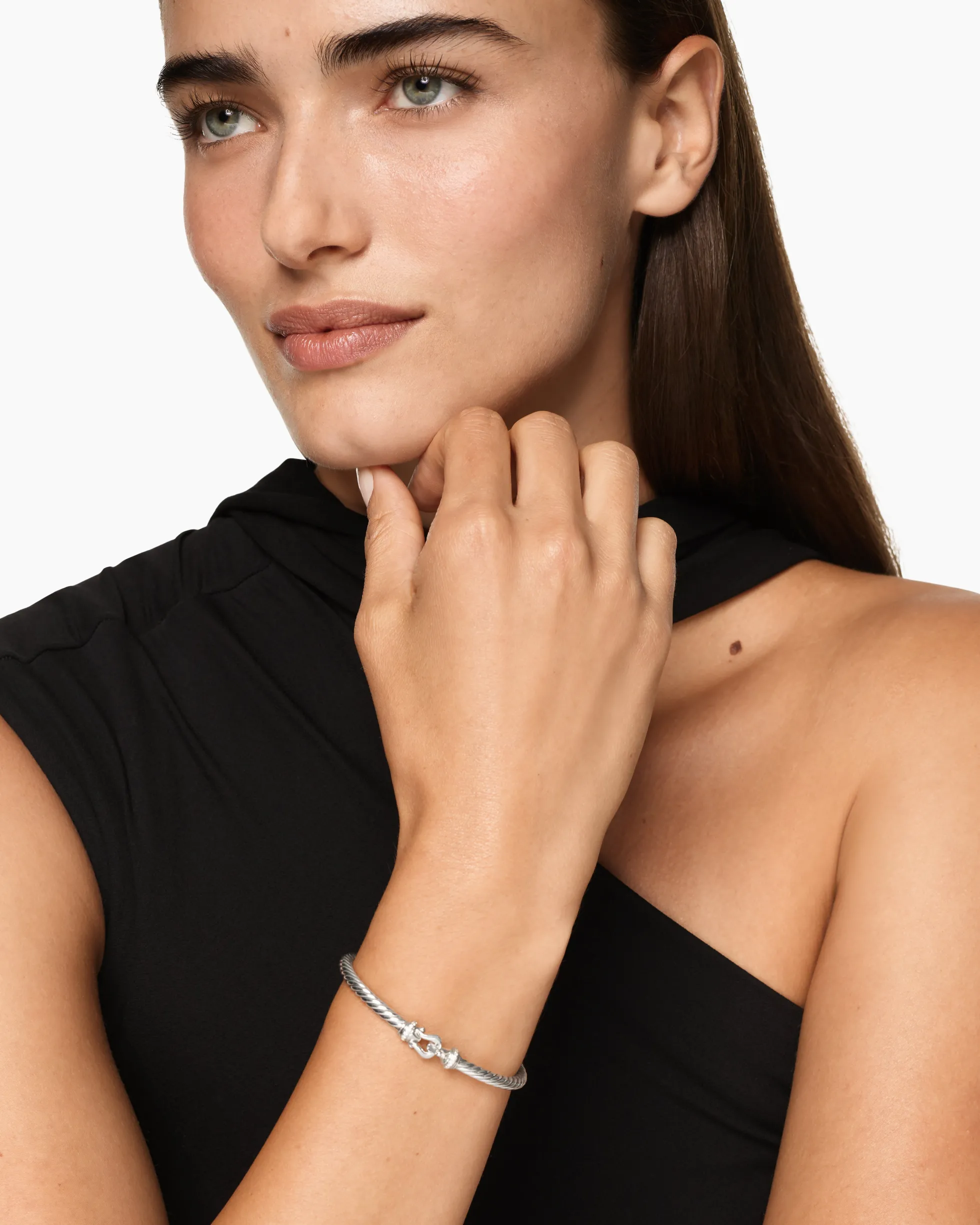 Cable Flex® Buckle Bracelet Sterling Silver with Diamonds, 4mm