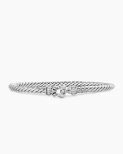 Cable Flex® Buckle Bracelet Sterling Silver with Diamonds, 4mm