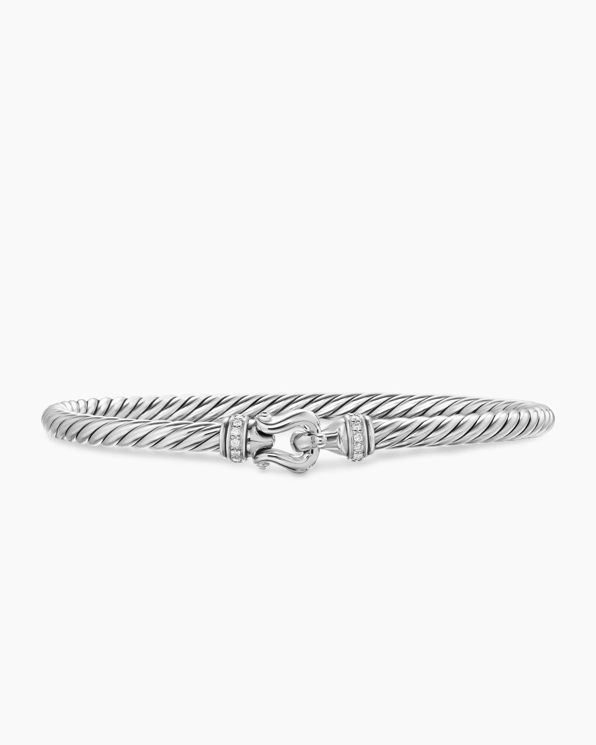 Cable Flex® Buckle Bracelet Sterling Silver with Diamonds, 4mm