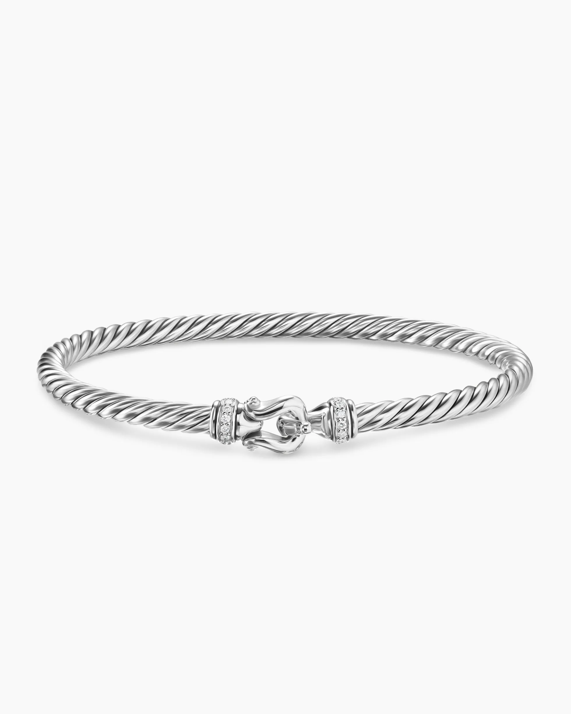 Cable Flex® Buckle Bracelet Sterling Silver with Diamonds, 4mm