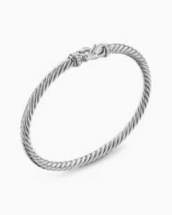 Cable Flex® Buckle Bracelet Sterling Silver with Diamonds, 4mm