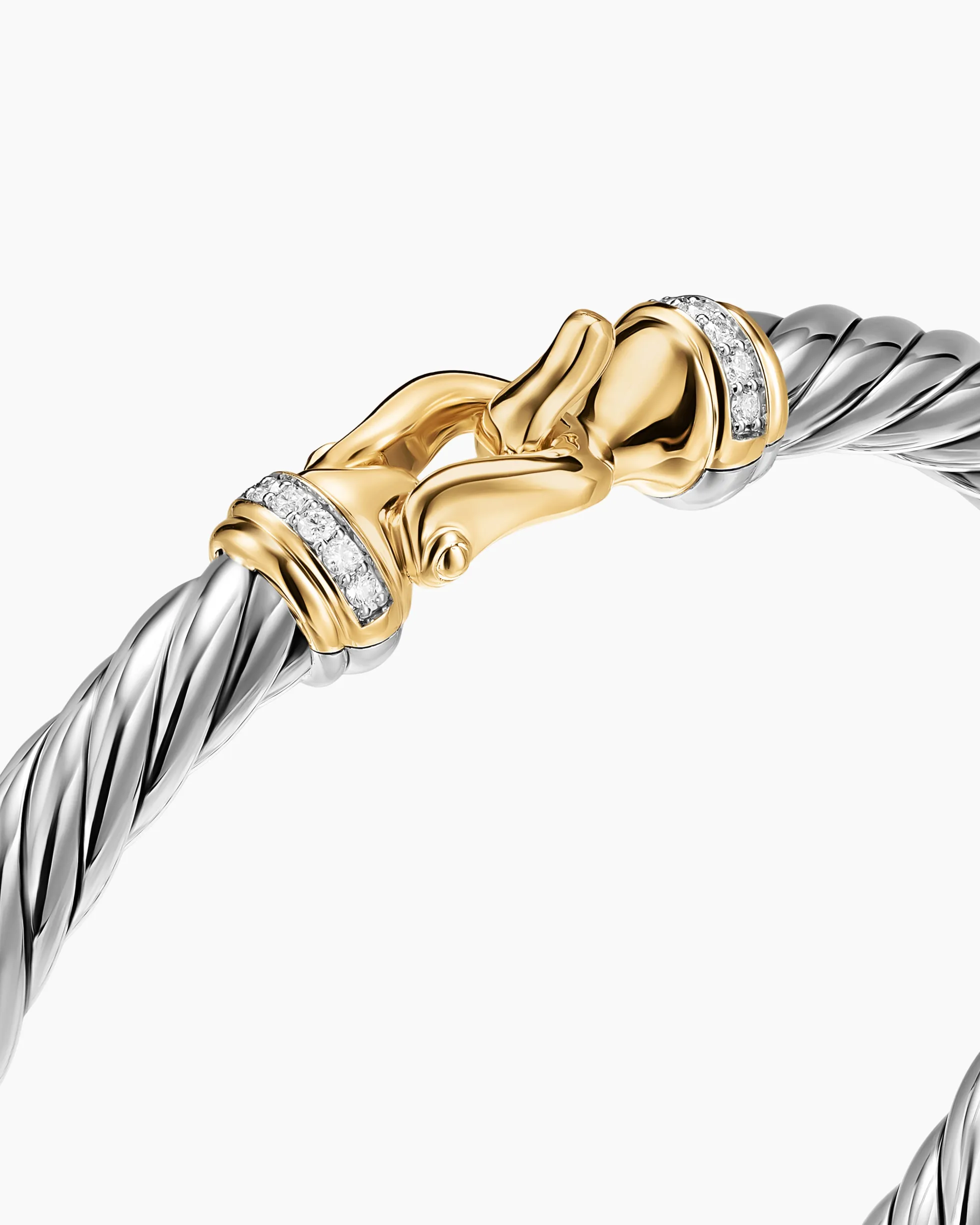 Cable Flex® Buckle Bracelet Sterling Silver with 14K Yellow Gold and Diamonds, 6mm