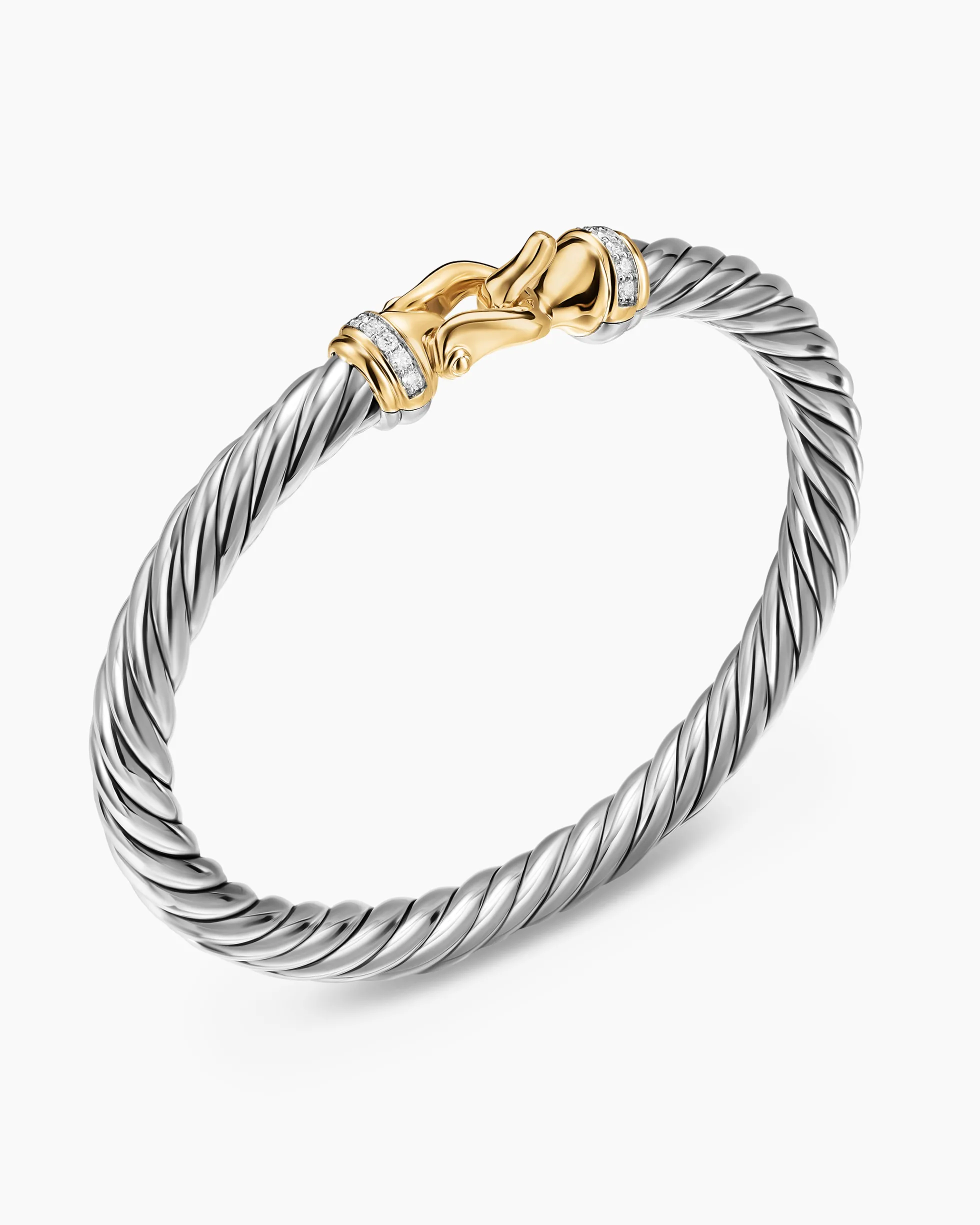 Cable Flex® Buckle Bracelet Sterling Silver with 14K Yellow Gold and Diamonds, 6mm