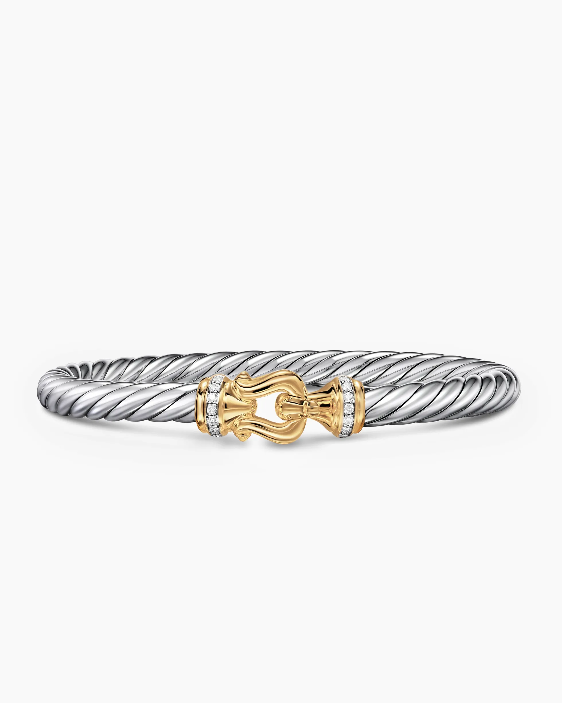 Cable Flex® Buckle Bracelet Sterling Silver with 14K Yellow Gold and Diamonds, 6mm