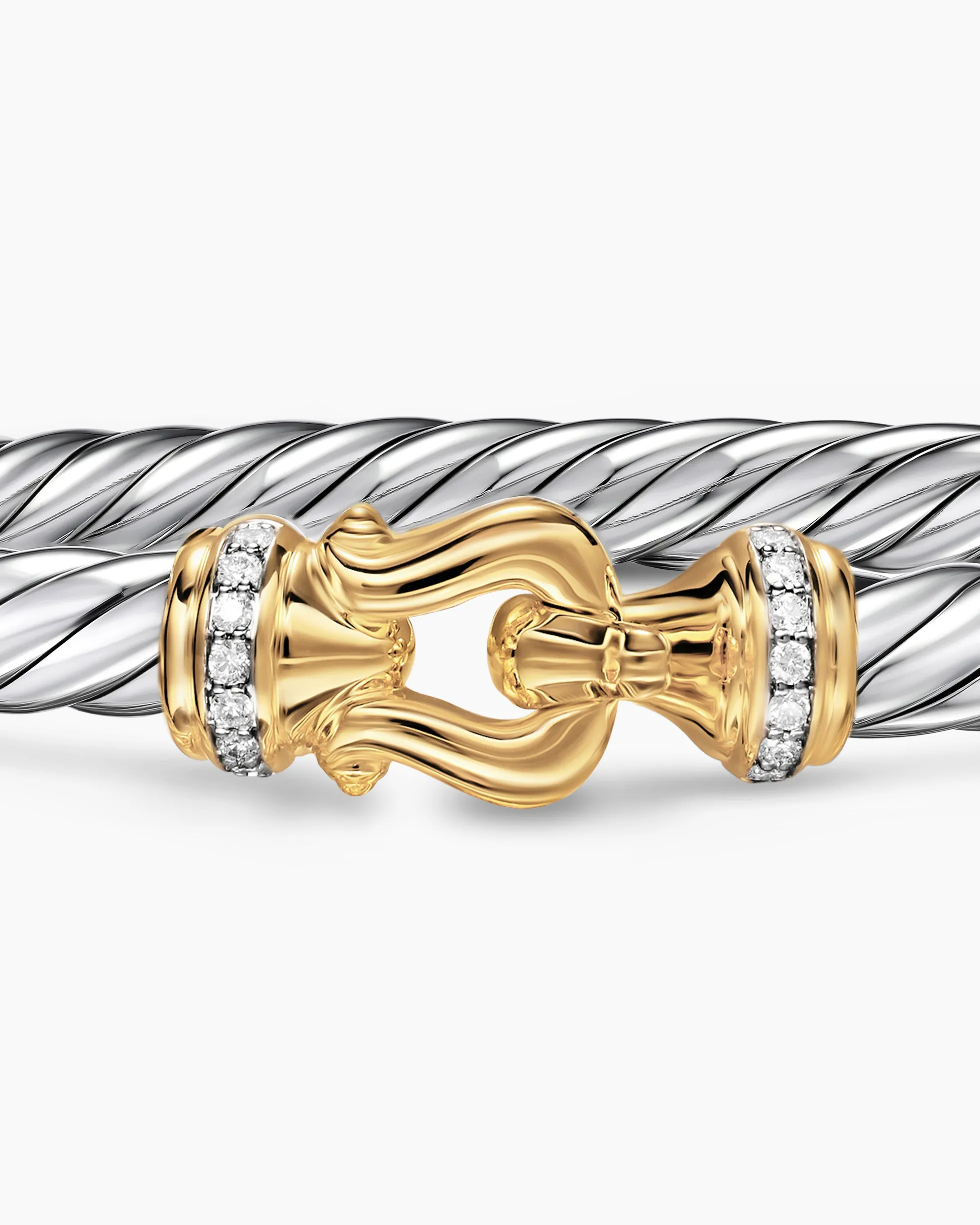 Cable Flex® Buckle Bracelet Sterling Silver with 14K Yellow Gold and Diamonds, 6mm