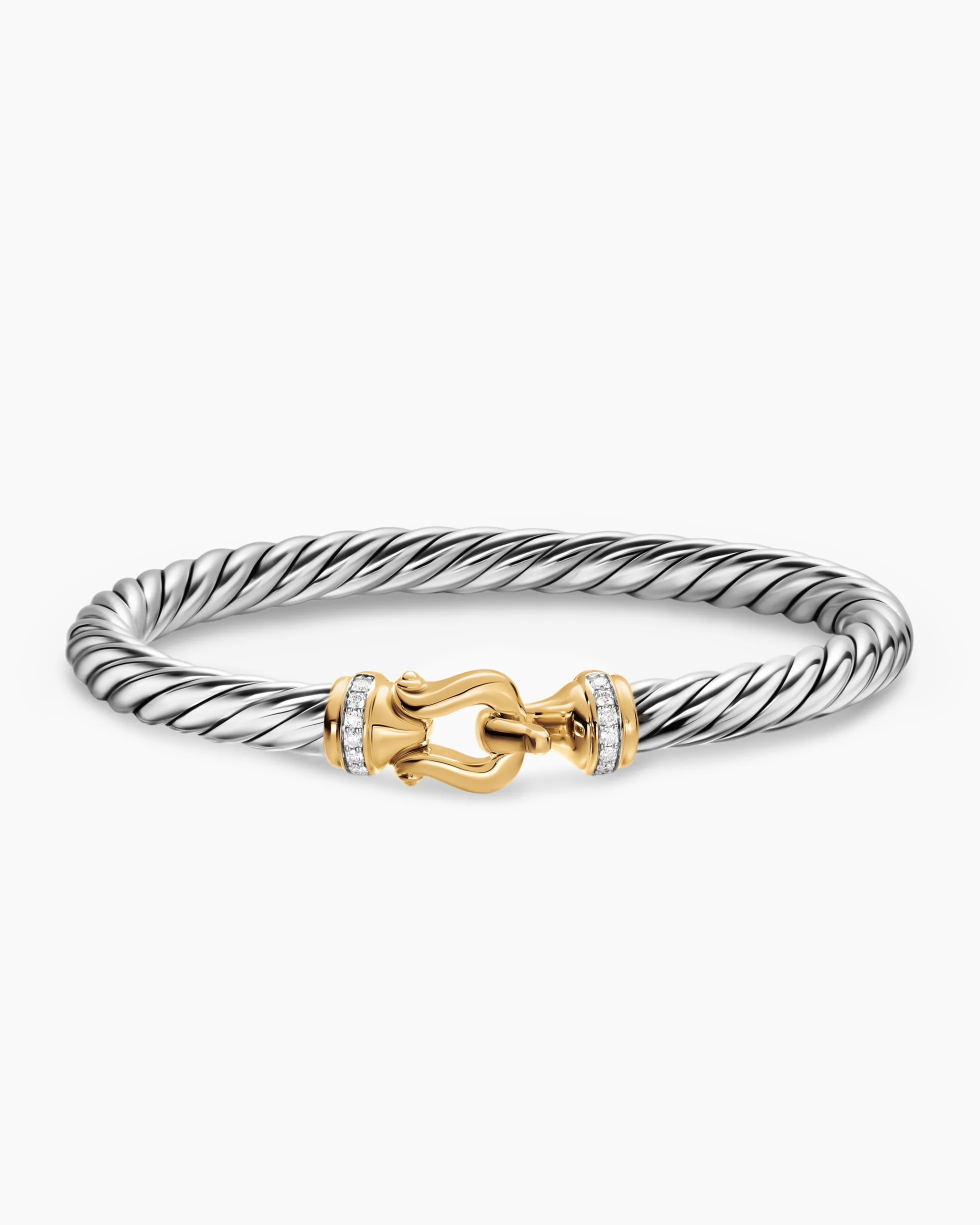 Cable Flex® Buckle Bracelet Sterling Silver with 14K Yellow Gold and Diamonds, 6mm