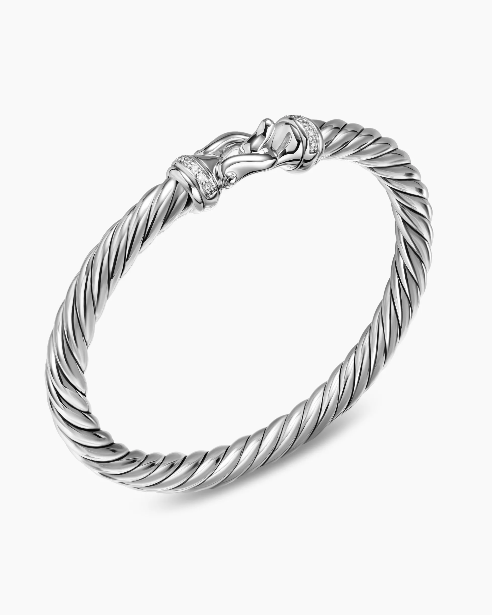 Cable Flex® Buckle Bracelet Sterling Silver with Diamonds, 6mm