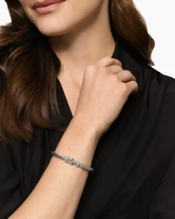 Cable Flex® Buckle Bracelet Sterling Silver with Diamonds, 6mm